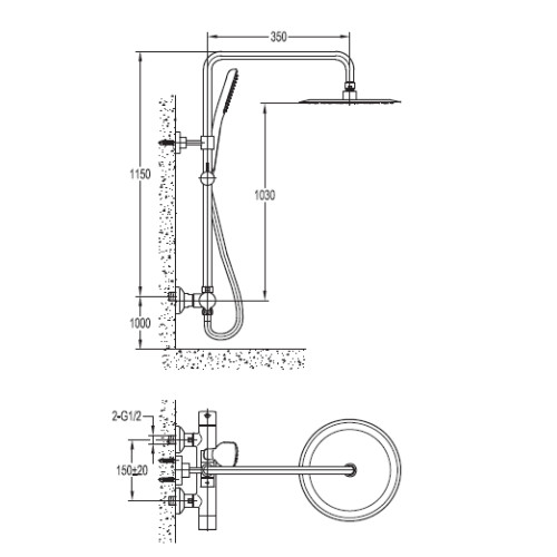 Душевая колонна Cezares SIESTA-CD-T-01 с термостатическим смесителем и верхим и ручным душем