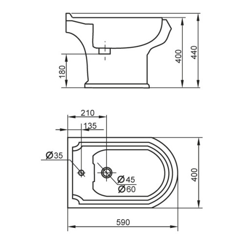 Биде напольное Cezares King Palace CZR-618-T