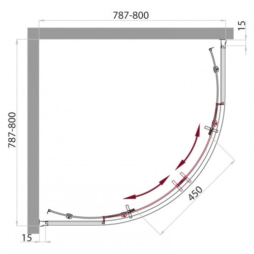 Душевая кабина Belbagno UNO GL-R-2-80-C-Cr