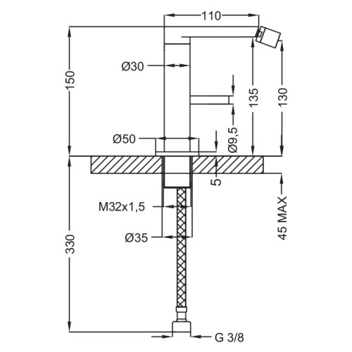 Смеситель Cezares ECO-BSM1-01-Cr для биде