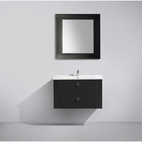 Мебель для ванной Belbagno ATRIA Nero Laccato Lucido с двумя выкатными ящиками 86x47x67