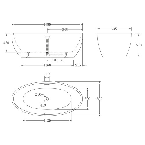 Акриловая ванна BelBagno BB69-1700