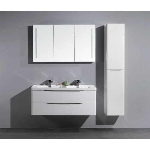 Мебель для ванной ANCONA-N Bianco Lucido подвесная с двумя выкатными ящиками, для раковины с двумя чашами 120x48x45