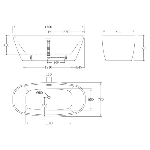 Акриловая ванна BelBagno BB72-1700