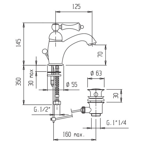 Смеситель Cezares Margot MARGOT-LSM1-A-01-Bi для раковины