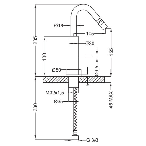 Смеситель Cezares  ECO-BSM2-01-Cr для биде