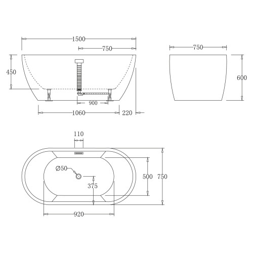 Акриловая ванна BelBagno BB70-1500