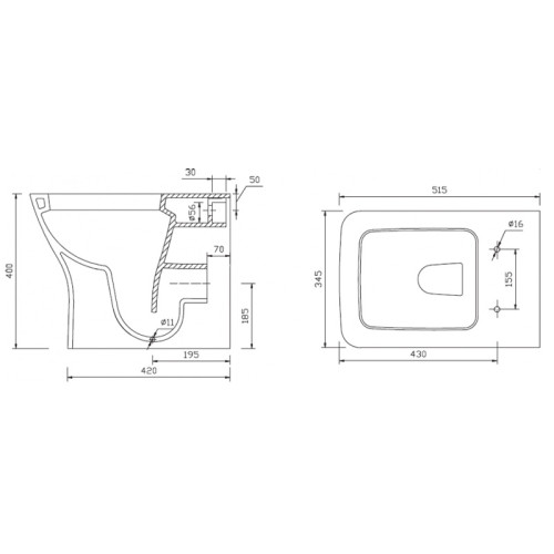 Унитаз приставной BelBagno Silvia