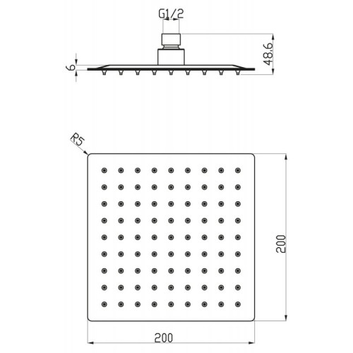 Верхний душ  BelBagno BB-SLD2C-200-CRM