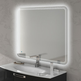 Зеркало с орнаментом по периментру, со встроенной LED подсветкой и сенсорным выключателем Touch system 100x90