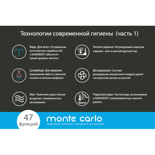 Электронная крышка биде nanobidet Monte Carlo